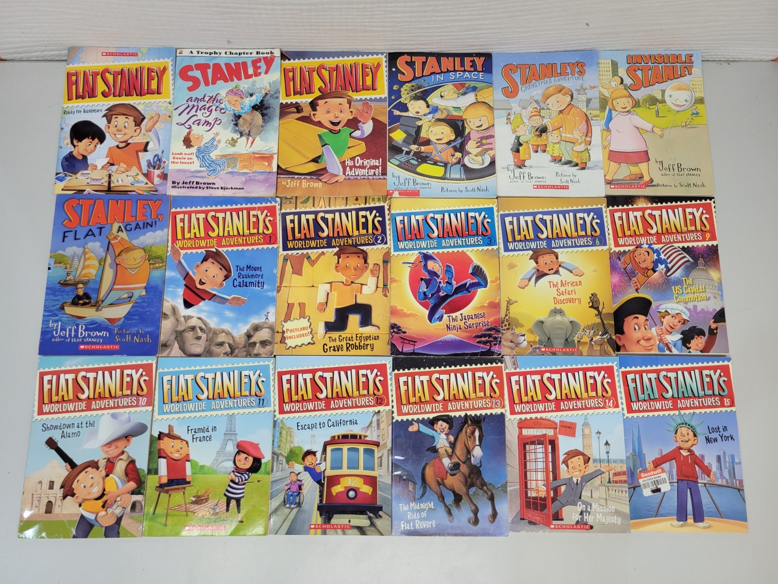 Lot of 18 Flat Stanley & Flat Stanley’s Worldwide Adventure PB Books Jeff Brown