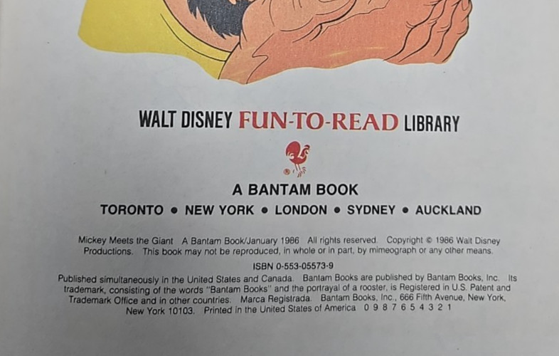 WALT DISNEY Mickey Meets the Giant Beginning Reader Vol 1 Hardcover 1986
