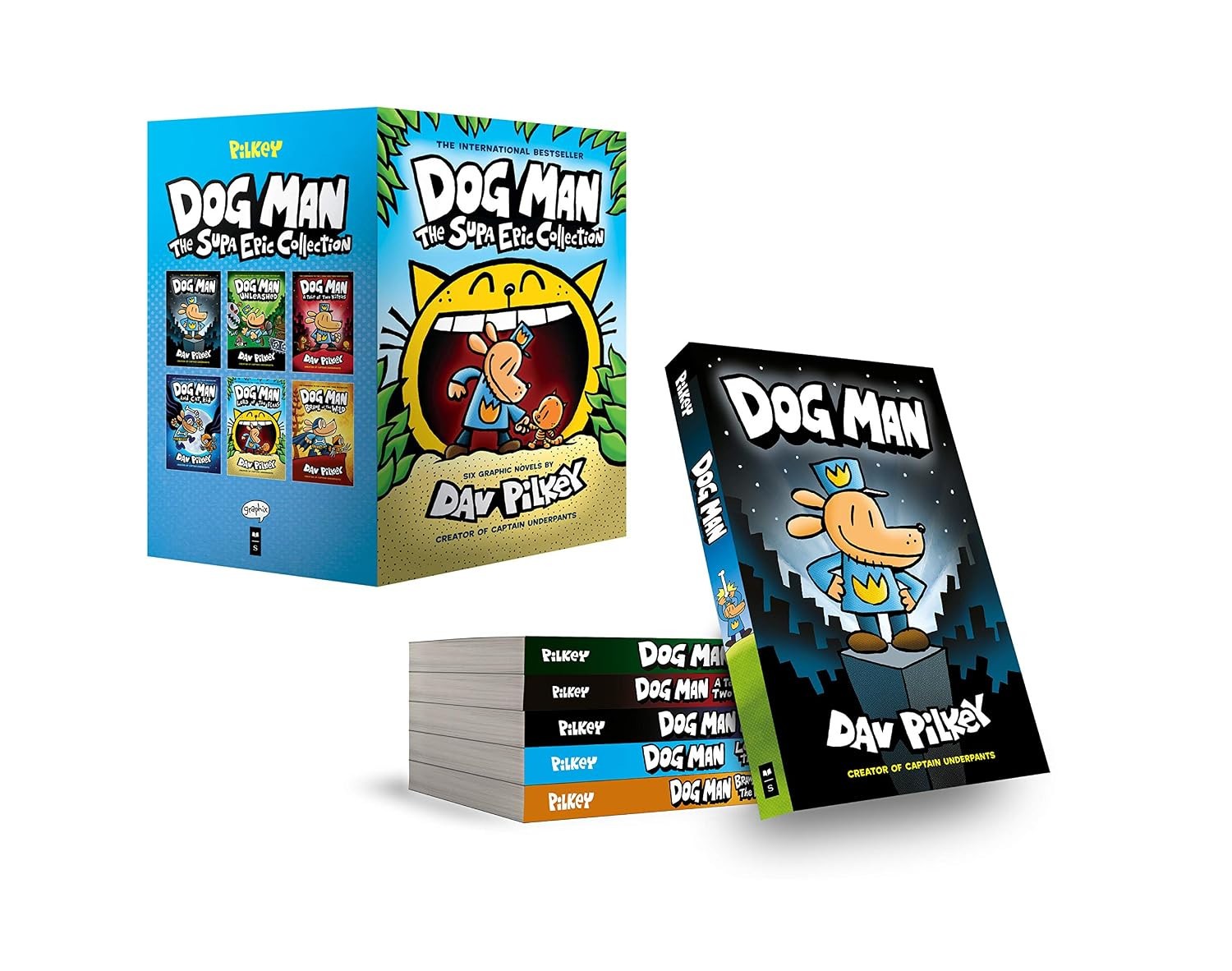 Dog Man Supa Epic Collection Box Set Books 1-6 by Dav Pilkey Hardcover New