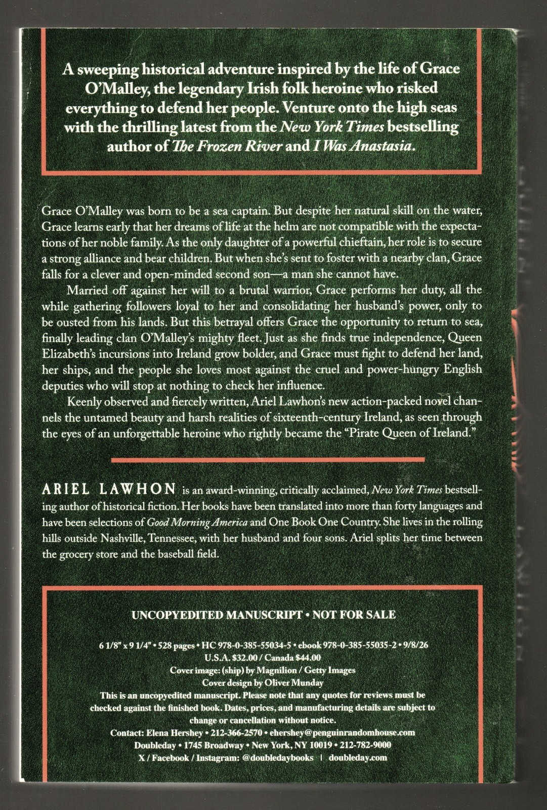 The Pirate Queen by Ariel Lawhon ARC Free Shipping