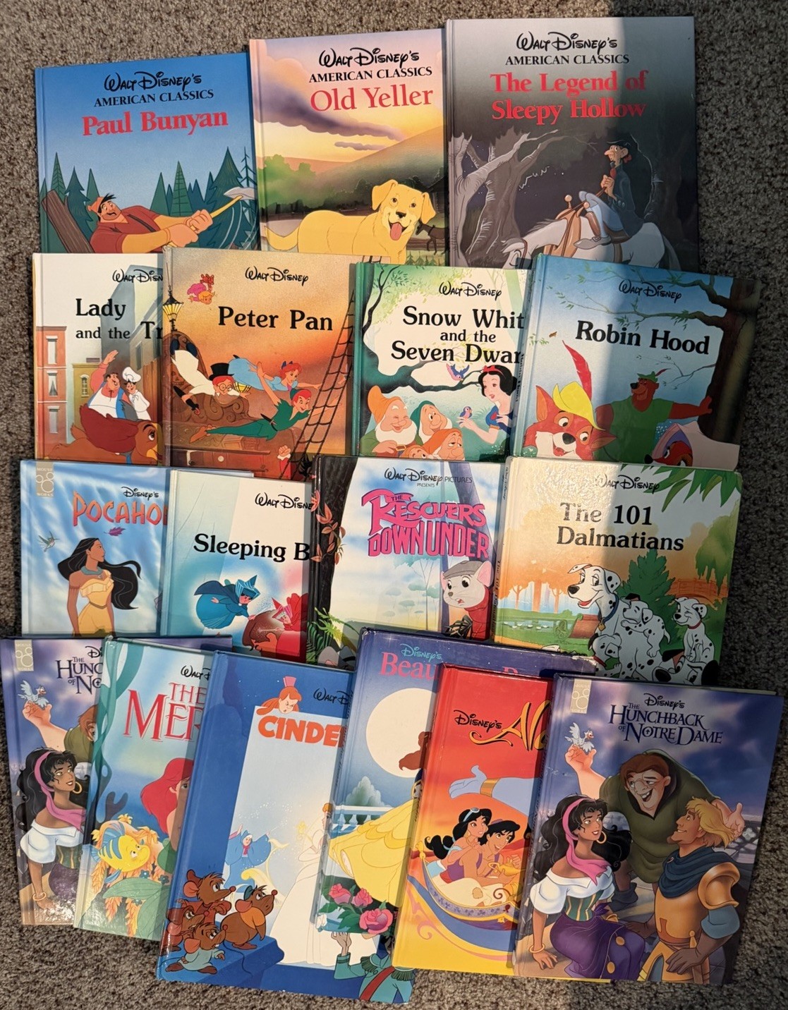 Disney American Classic Series Large Hardcover Book MEGA LOT of 17 Yeller Bunyan