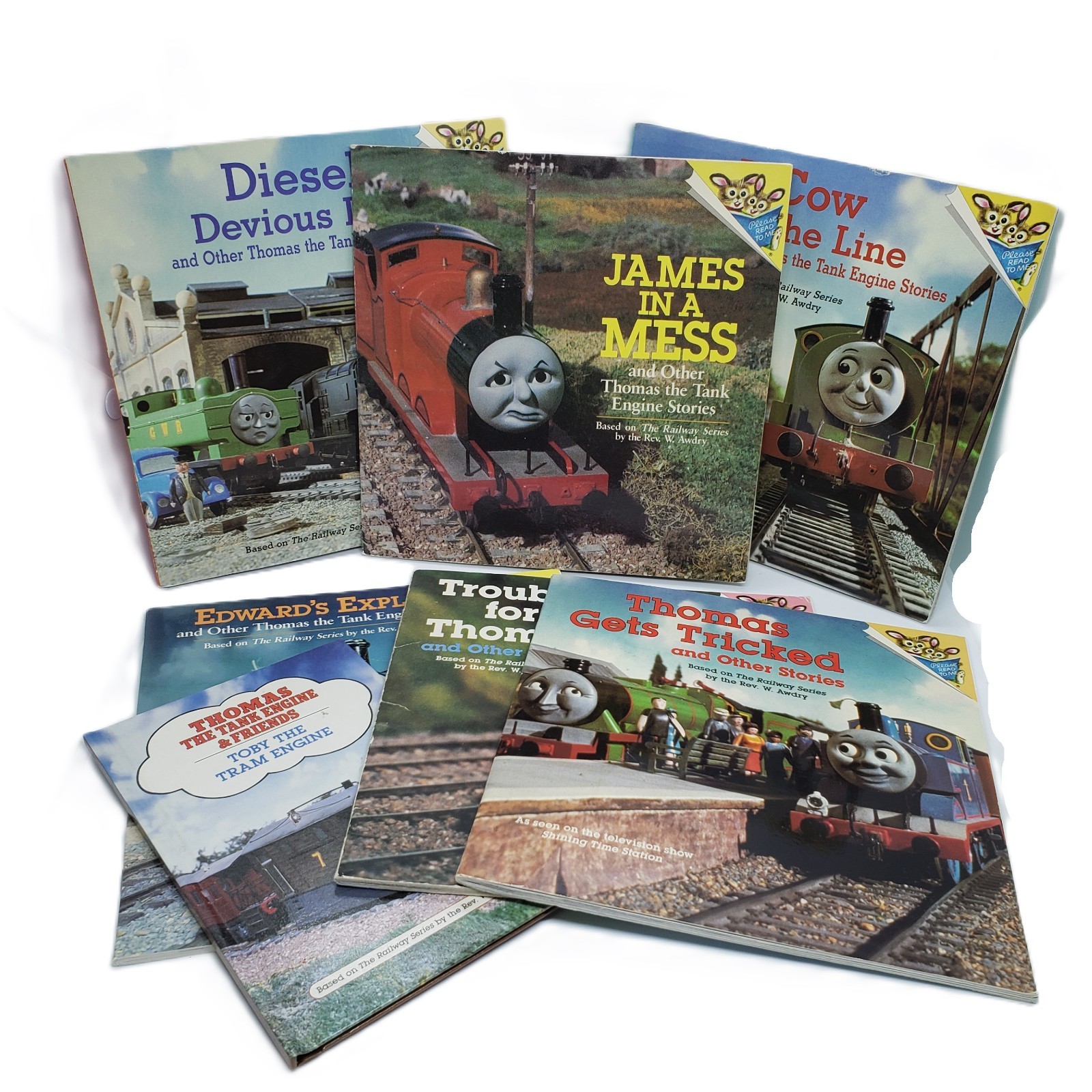 7 Vintage Thomas the Tank Engine Books TV Show 80s 90s Railway Series Rev W Adry