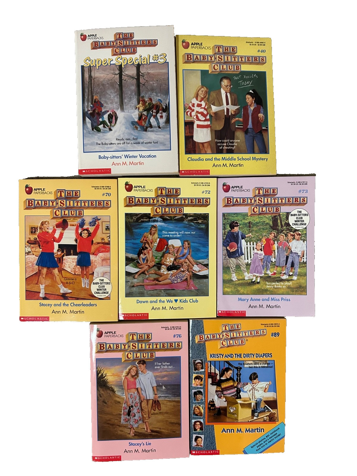 LOT OF 7 The Baby-Sitters Club Books Ann Martin Scholastic VTG 89-95