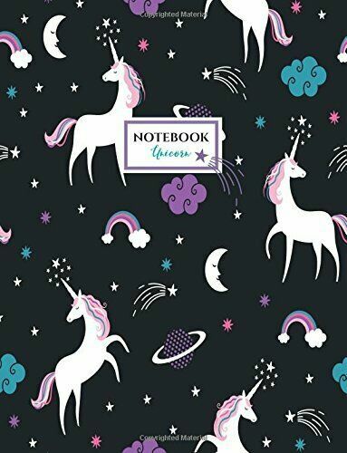 UNICORN NOTEBOOK: UNICORNS NIGHT SKY NOTEBOOK (COMPOSITION BOOK, By Joy Tree NEW