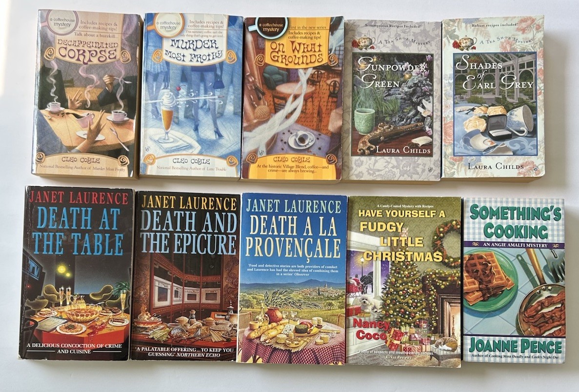 Lot of 10 Culinary Cozy Mystery PB Books Mixed Authors Recipes Fluke Laurence