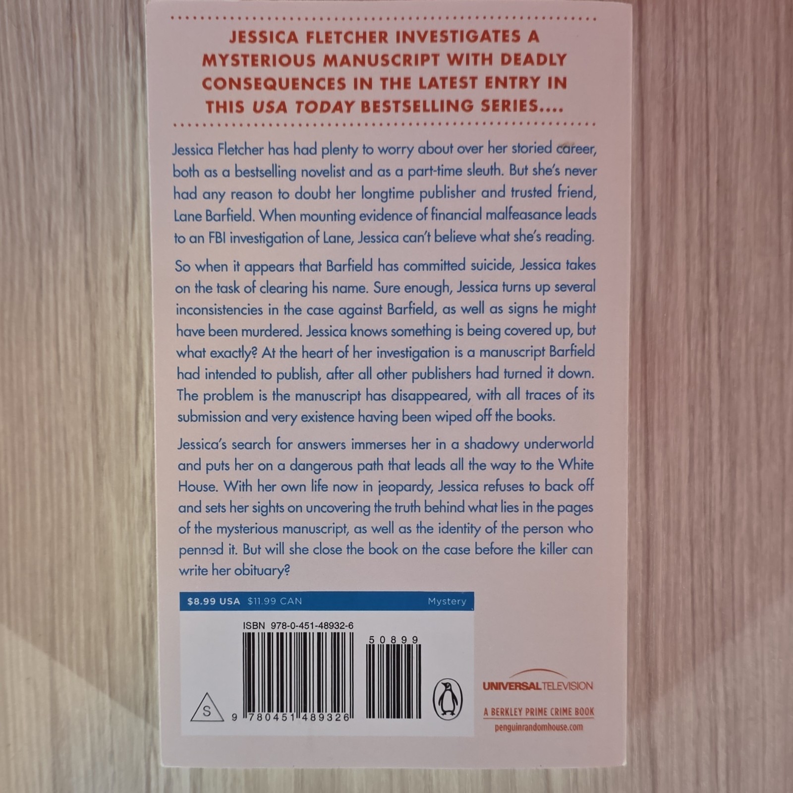 Murder, She Wrote Ser. Manuscript for Murder Fletcher & Land 2019 PB 336p