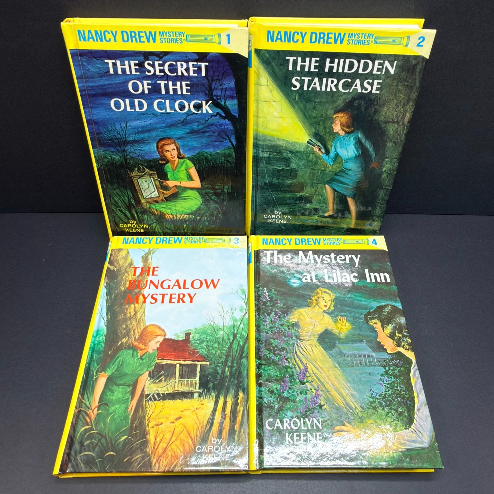 Lot Of 4 Nancy Drew Books Set # 1-4 Hardcover mysteries by Carolyn Keene 1987-89