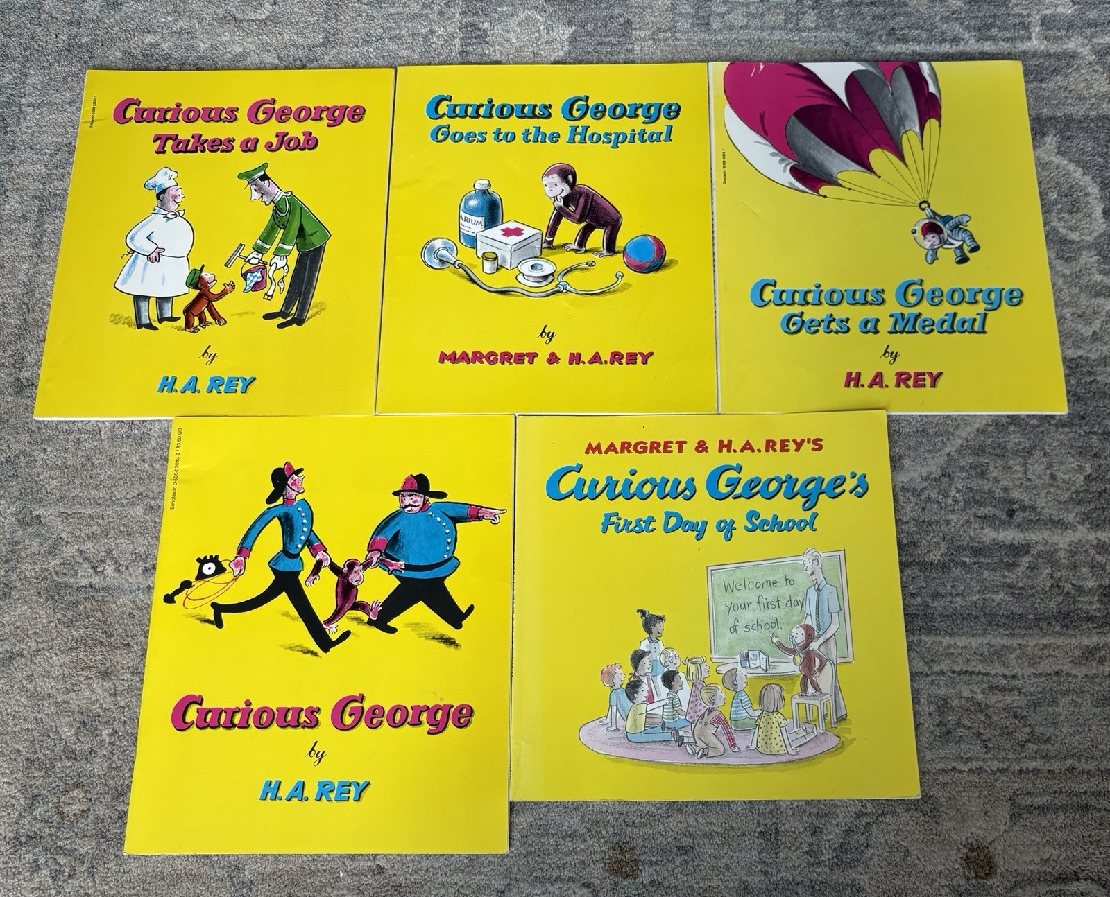 Lot Of 5 Curious George Books Softcover Margret & H.A. Rey