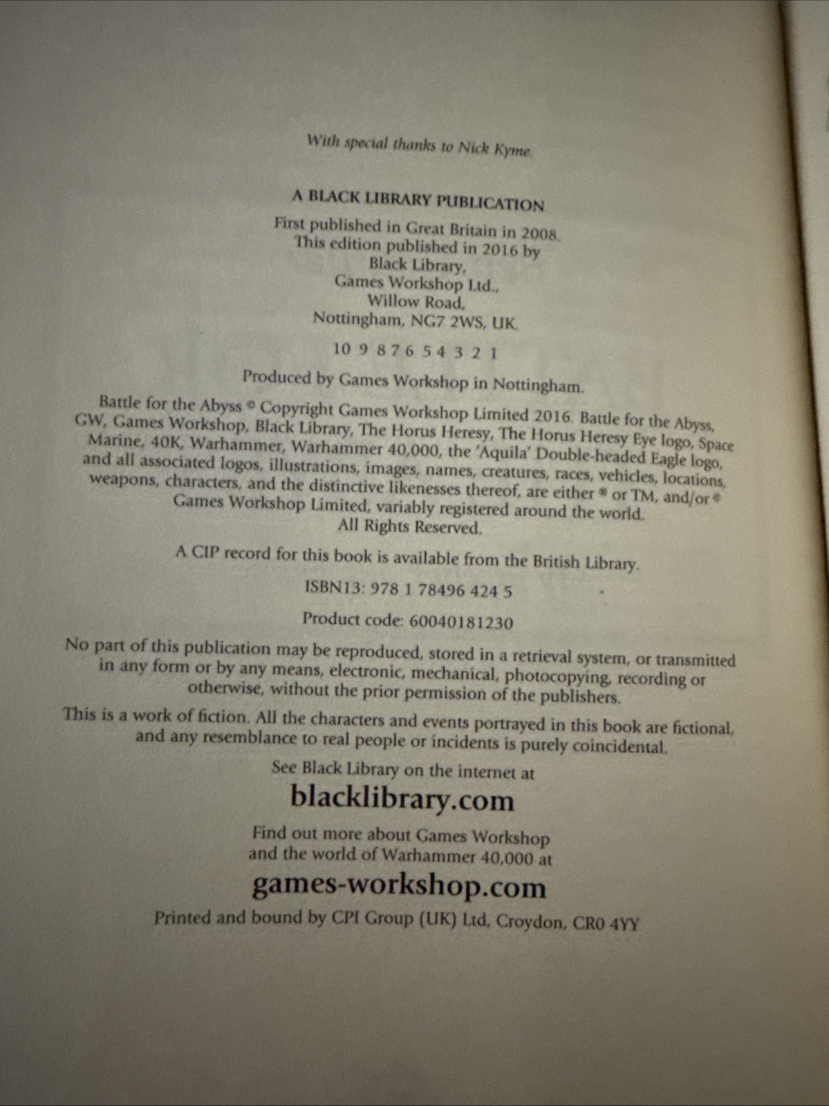 Warhammer The Horus Heresy Battle for the Abyss 1st Ed Hardcover Book