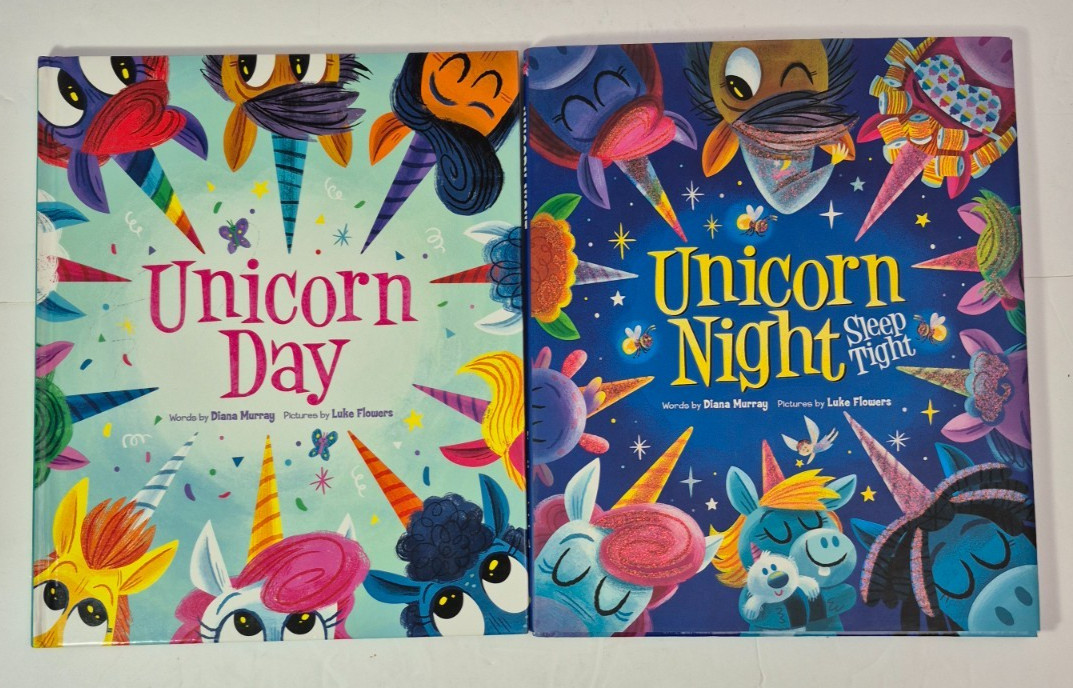 Unicorn Day & Unicorn Night Sleep Tight Hardcover Books By Diana Murray EUC