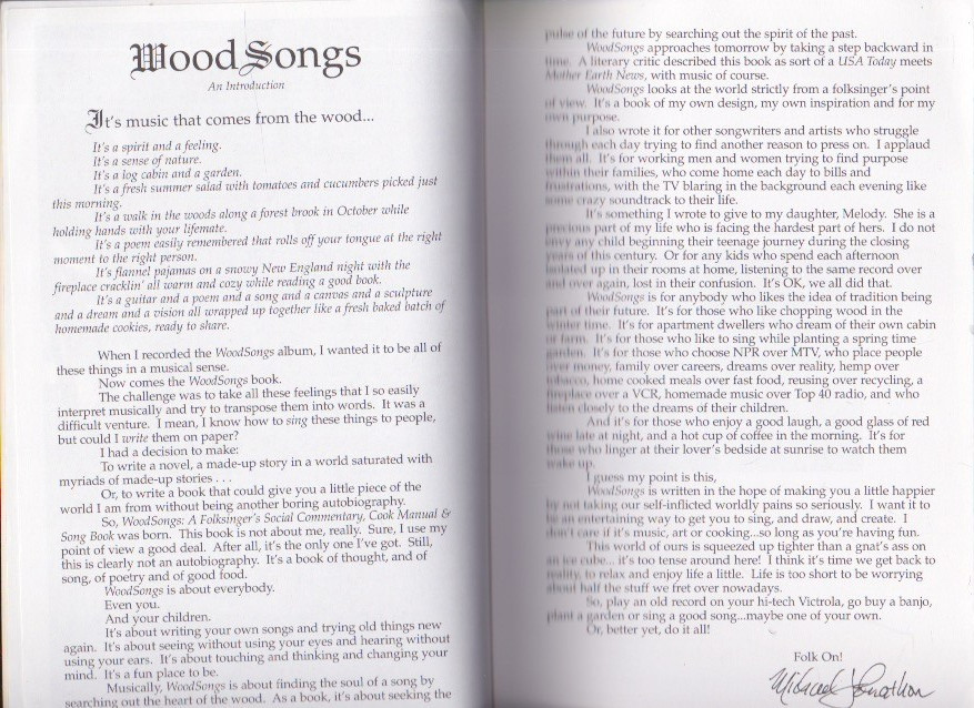 WoodSongs: FolkSinger’s Social Commentary, Cook Manual & Song Book 1997 LN