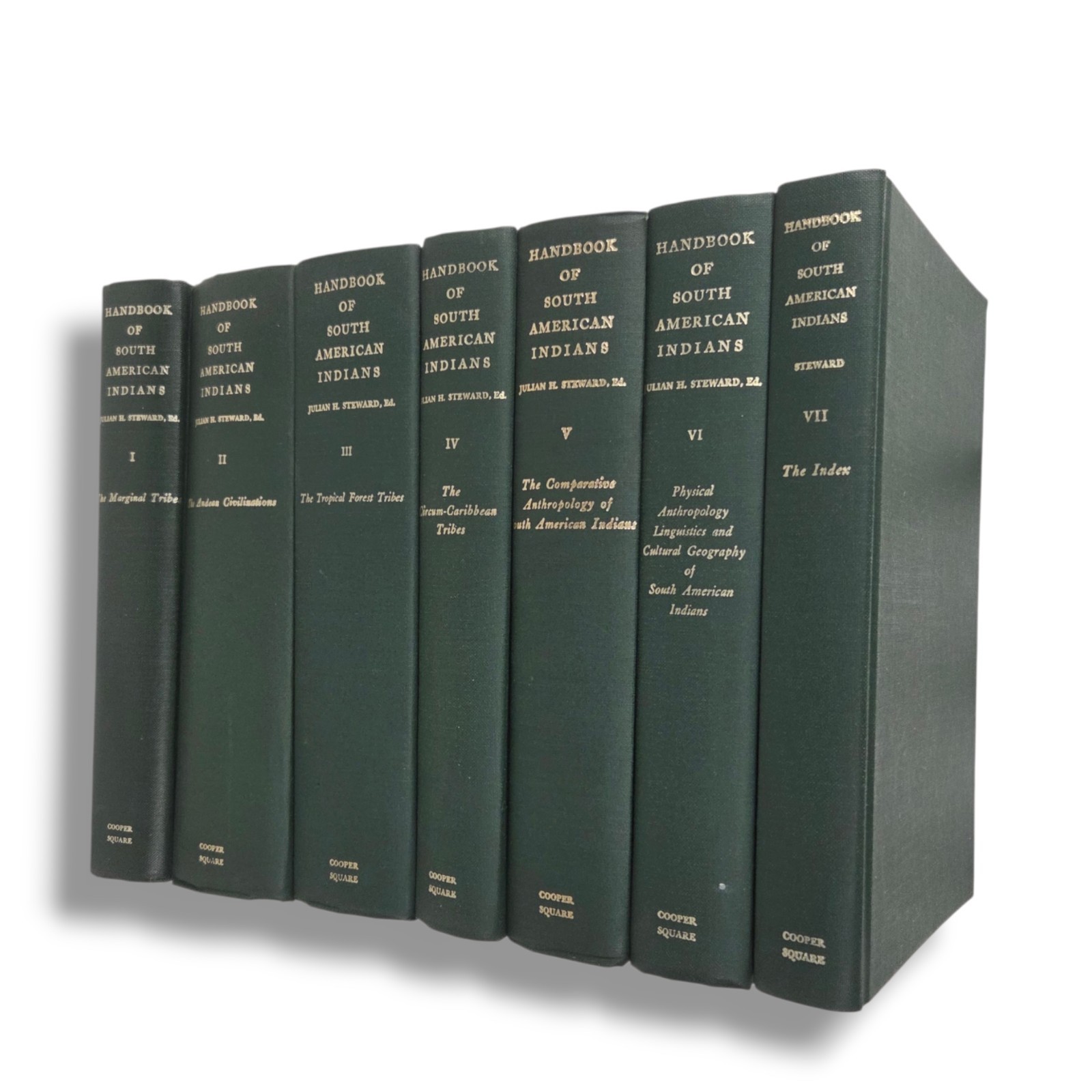 Handbook of South American Indians by Julian H. Steward Green Gold 7 Volume Set